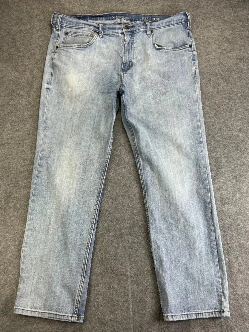 Wrangler Straight Fit Jeans Mens 36x29 Light Blue Denim Stretch Mid Rise Western
